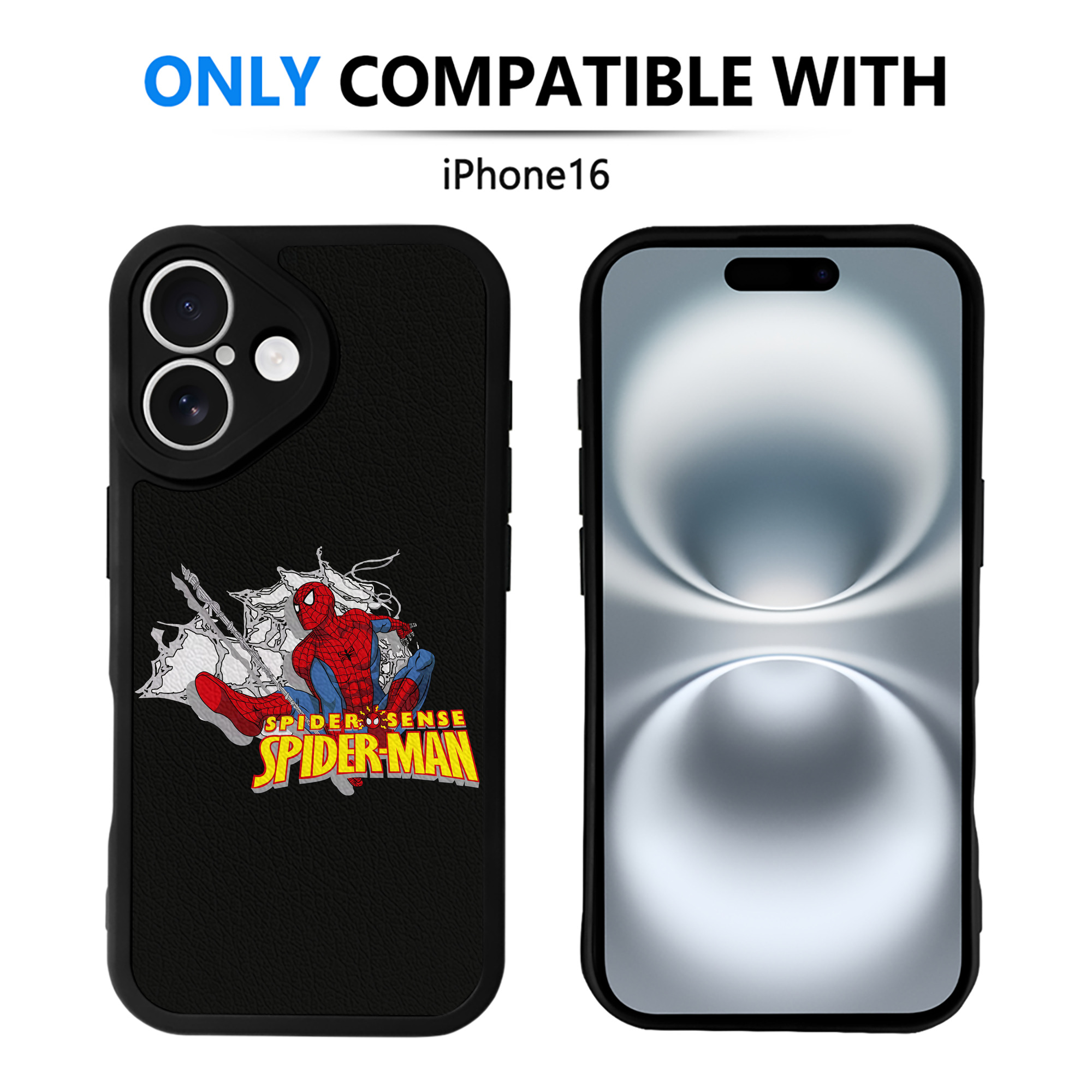 （画像用） Spider Man スパイダーマン 【iPhone 16シリーズ対応】シリコンスマホケース（レザー調） 材質：シリコン